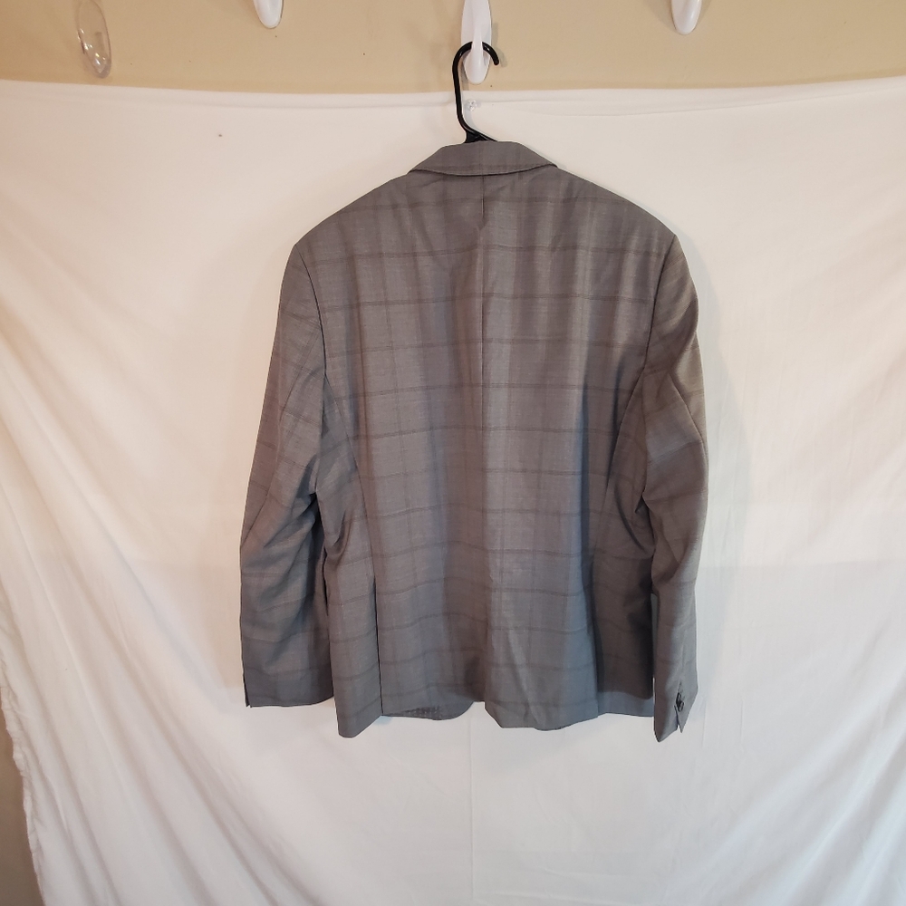 Hugo Boss 44 R Slim Fit Men's Gray Window pane Wool Two Button Blazer New Tags. - Picture 2 of 7